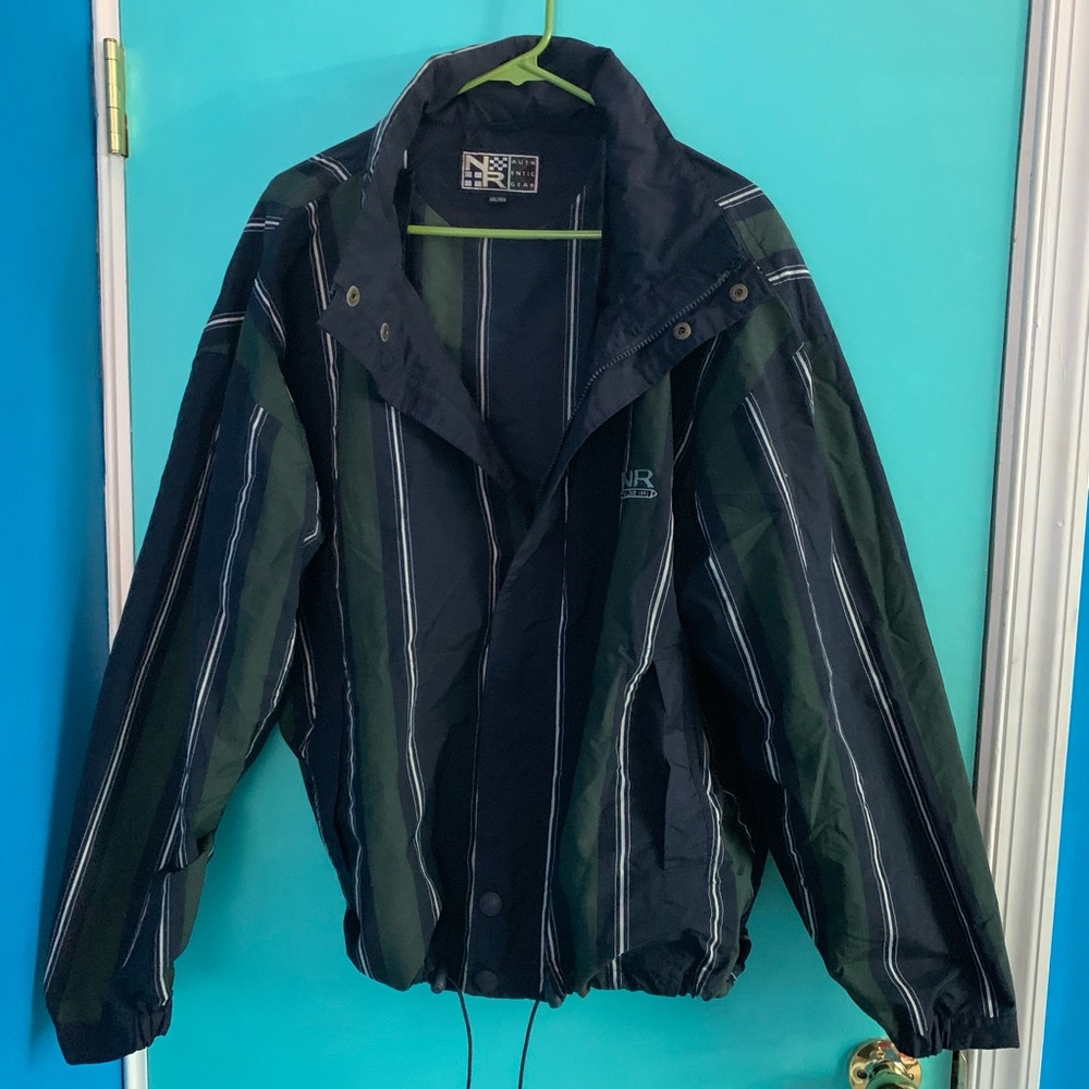 Green striped oversized windbreaker jacket